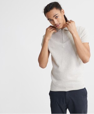 Superdry Edit Rövidujjú Knitted Férfi Póló Világos Szürke | NHOXI6239